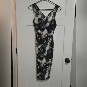 NOBO Black and White Tie-Dye Midi Dress